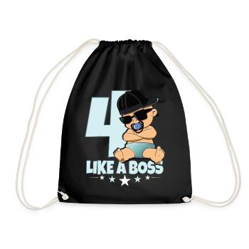 Baby Geburtstag Junge Mädchen 4 Jahre Like a Boss - Turnbeutel - Schwarz - Vorne