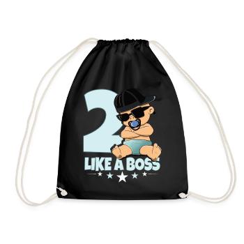 Baby Geburtstag Junge Mädchen 2 Jahre Like a Boss - Turnbeutel - Schwarz - Vorne