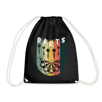 Retro Dartmotive & vintage Dartscheibe 180 Dart - Turnbeutel - Schwarz - Vorne