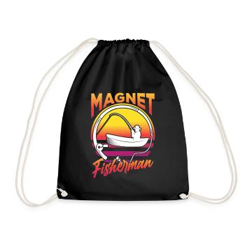 Magnetfischer Magnet Magnetfischen - Turnbeutel - Schwarz - Vorne