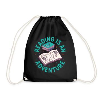 Reading Is An Adventure - Book Quote Book Lover - Drawstring Bag - black - Front
