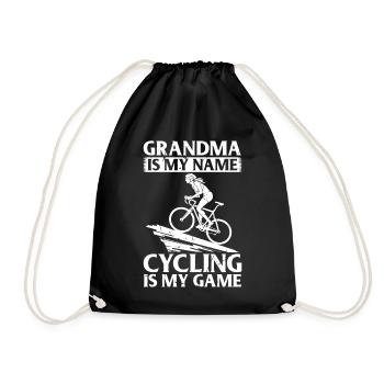 Grandma Is My Name Cycling Is My Game - Road Bike - Drawstring Bag - black - Front