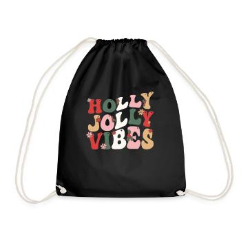 Merry Christmas groovy retro Holly Jolly Vibes - Turnbeutel - Schwarz - Vorne