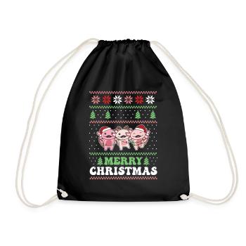 Joyeux Noël rétro moche Noël Axolotl - Sac de sport léger - noir - Devant