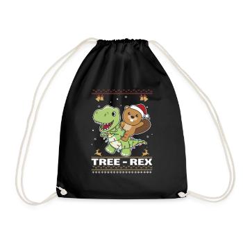 Merry Christmas ugly christmas Beaver Tree Rex - Drawstring Bag - black - Front