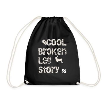 Cool broken leg story Funny mountain climbing - Drawstring Bag - black - Front