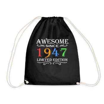 1947 - Jahrgang 1947 - Fantastisch seit 1947 - Turnbeutel - Schwarz - Vorne
