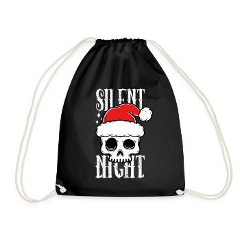 Skull Christmas Design Silent Night - Drawstring Bag - black - Front