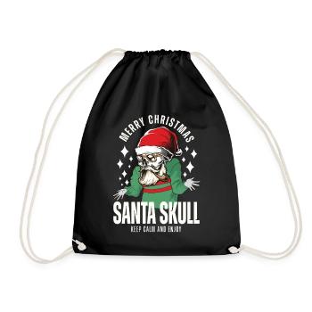 Nikolaus Totenkopf Weihnachts Design - Turnbeutel - Schwarz - Vorne