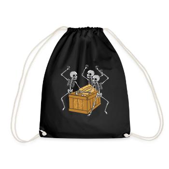 Retro Halloween Skeleton Playing Ouija Horror - Drawstring Bag - black - Front