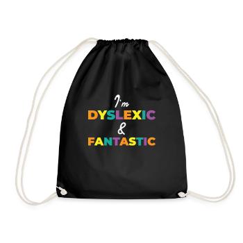 Dyslexia Awareness Colorful Learning Disability - Drawstring Bag - black - Front