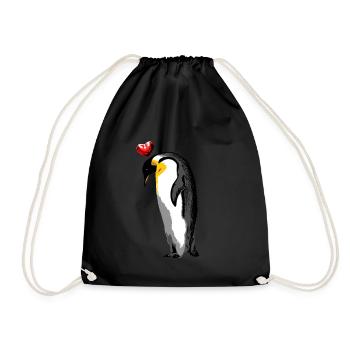 Pinguin mit Herz Ozean Meer Naturschutz Herz - Turnbeutel - Schwarz - Vorne