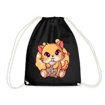 Anime Kawaii Chat Boissons Boba Thé Bubble Thé - Sac de sport léger - noir - Devant