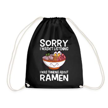 Kawaii Anime Japonais Coréen Ramen Noodle Soup - Sac de sport léger - noir - Devant