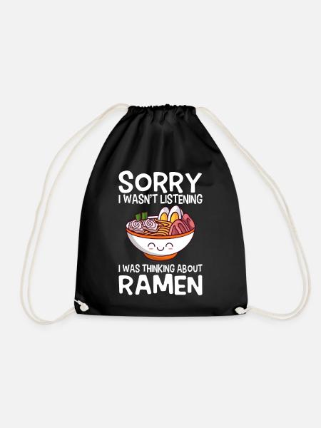 Kawaii Anime Japanisch Koreanisch Ramen Nudelsuppe - Turnbeutel - Schwarz