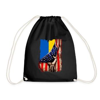 Fight for Ukraine USA Flag Ukraine - Drawstring Bag - black - Front