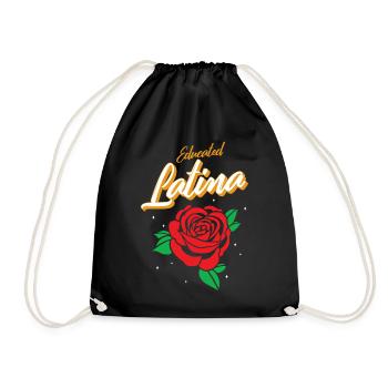 Mexicana Shirt, Educated Latina Rose Floral Women - Drawstring Bag - black - Front