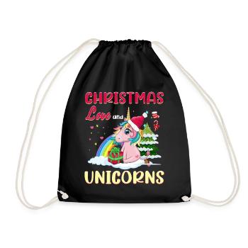 Einhorn Pferde Reitern Weihnachen Liebe Reiten - Turnbeutel - Schwarz - Vorne