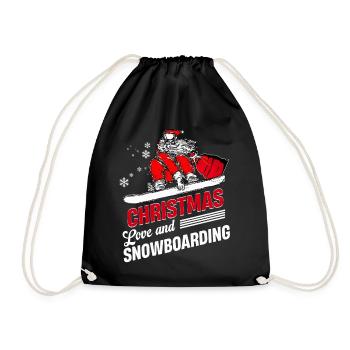 Boarder Snowboarder Christmas Love Snowbaord - Drawstring Bag - black - Front