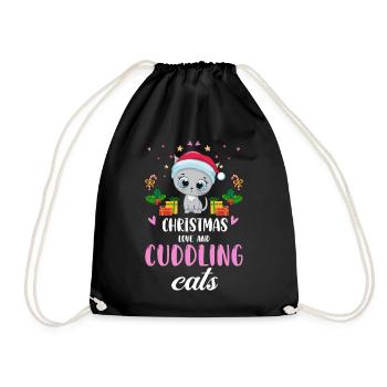 Câlin Chat Animal Amour Noël, Amour Chats - Sac de sport léger - noir - Devant