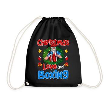 Christmas Love Boxing Boxer Christmas Gift - Drawstring Bag - black - Front