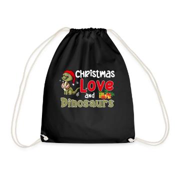 Dino Boy Boy Children Christmas Love Dinosaurs - Drawstring Bag - black - Front