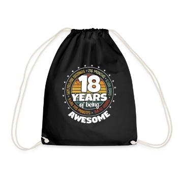 18 Years Awesome Retro 18th Birthday Countdown - Drawstring Bag - black - Front
