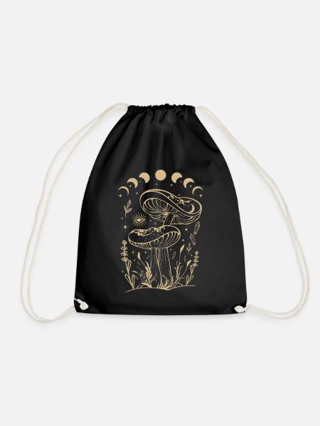 Boho Pilze & Minimalismus Goblincore Aesthetic - Turnbeutel - Schwarz
