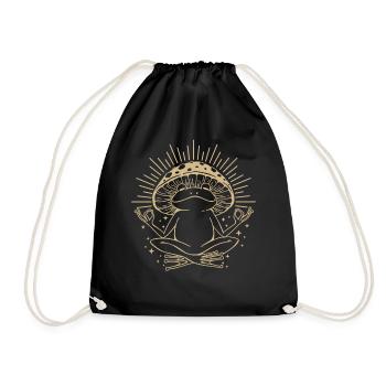 Boho Mushrooms & Minimalism Goblincore Aesthetic - Drawstring Bag - black - Front