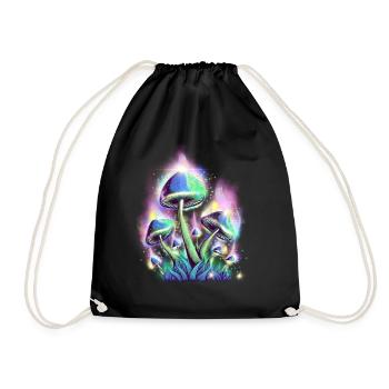 Cottagecore Aesthetic Retro Mushrooms and Mycology - Drawstring Bag - black - Front