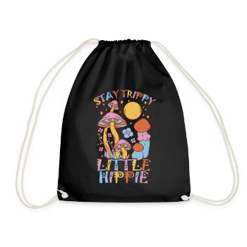 Cottagecore Aesthetic Retro Mushrooms and Mycology - Drawstring Bag - black - Front