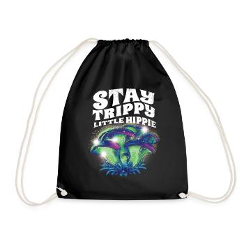 Cottagecore Aesthetic Retro Mushrooms and Mycology - Drawstring Bag - black - Front