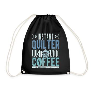 Quilter coffee saying - Drawstring Bag - black - Front