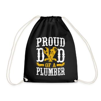 Plumbing Plumber Dad Vintage Proud - Drawstring Bag - black - Front