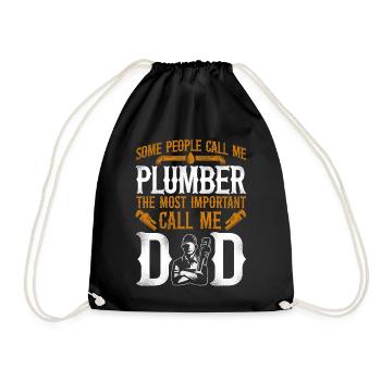 Plumbing Plumber Dad Vintage Some - Drawstring Bag - black - Front