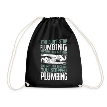 Plumbing Plumber Retired Vintage - Drawstring Bag - black - Front