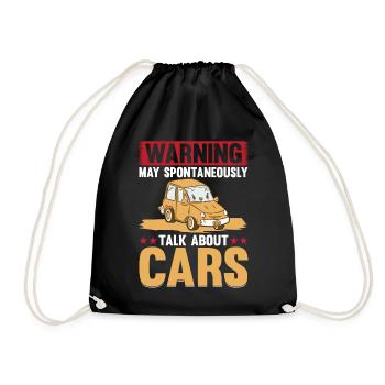 Warning May Spontaneously Talk About Cars - Car Lo - Drawstring Bag - black - Front