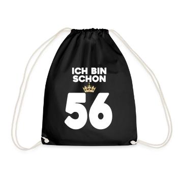 56. Geburtstag Geschenk - 56 Jahre mit Krone - Turnbeutel - Schwarz - Vorne