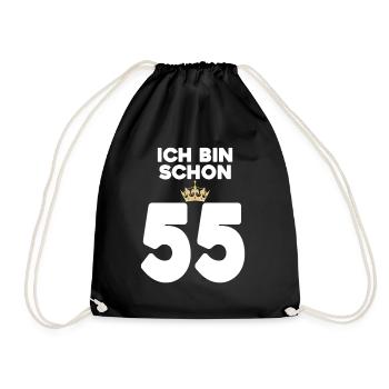 55. Geburtstag Geschenk - 55 Jahre mit Krone - Turnbeutel - Schwarz - Vorne
