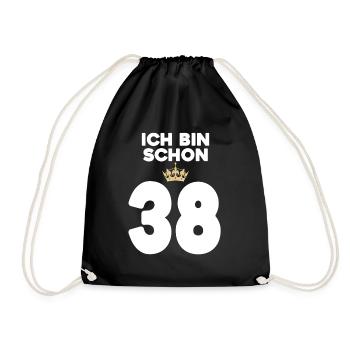 34. Geburtstag Geschenk - 34 Jahre mit Krone - Turnbeutel - Schwarz - Vorne