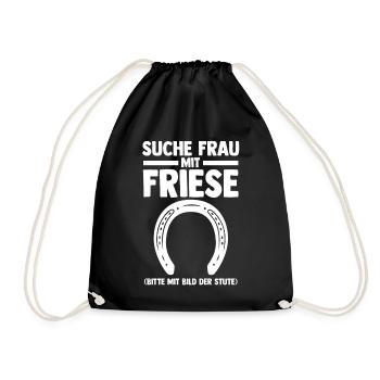 Pferd Reitsport Reiten Pferdesport Friese - Turnbeutel - Schwarz - Vorne
