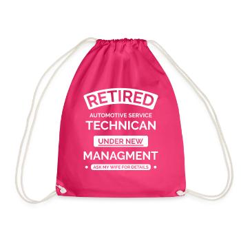 Retired Automotive Service Technician - Drawstring Bag - fuchsia - Front