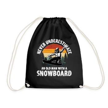 Never Underestimate An Old Man With A Snowboard - Turnbeutel - Schwarz - Vorne