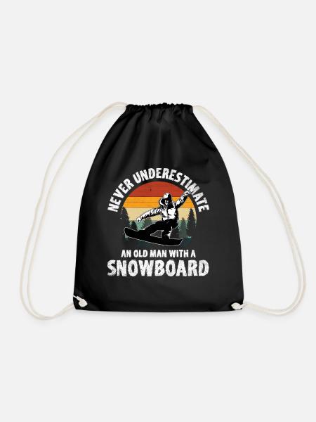 Never Underestimate An Old Man With A Snowboard - Turnbeutel - Schwarz