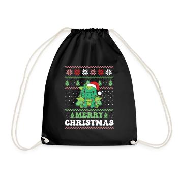 Merry Christmas retro ugly christmas Drache - Turnbeutel - Schwarz - Vorne