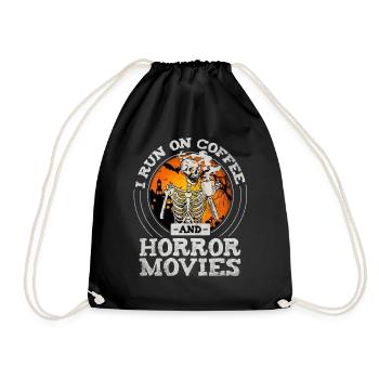 I Run on Coffee and Horror Movies - Drawstring Bag - black - Front