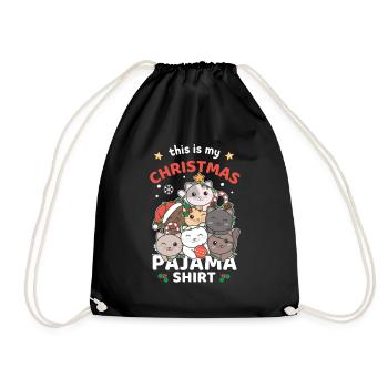 Cat Noël Chemise Pyjama Joyeux Noël - Sac de sport léger - noir - Devant