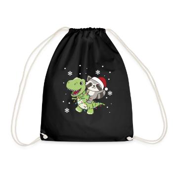 Raton laveur, Trex, Noël, Neige, Hiver, Animaux - Sac de sport léger - noir - Devant