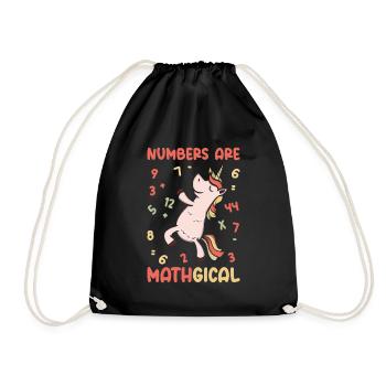 Math Number Lovers Mathematics Unicorn Teacher - Drawstring Bag - black - Front