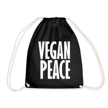 Vegan Peace - Veganer Spruch - Turnbeutel - Schwarz - Vorne